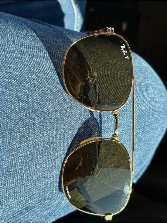 Ray-Ban Accessories - Ray-Ban Gold Frame Polarized UNISEX Sunglasses - Black Lenses